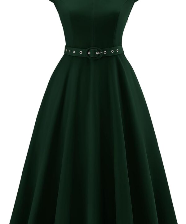 Wedtrend 1950's Vintage Dresses for Women Cocktail Dress with Belt Modest Church Dress Wedding Guest Dresses with Pockets