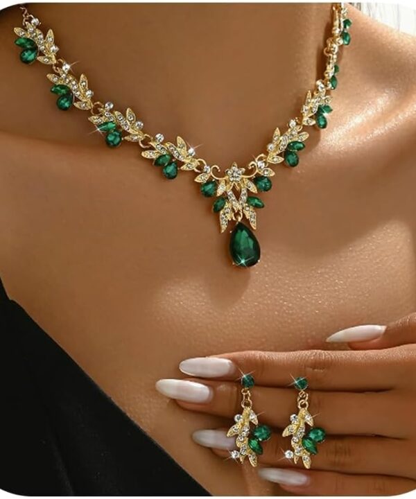 Harry and Henry Wedding Jewelry Set for Women Elegant Rhinestone Crystal Necklace Earrings Set Prom Party Formal Occasions Christmas Gifts