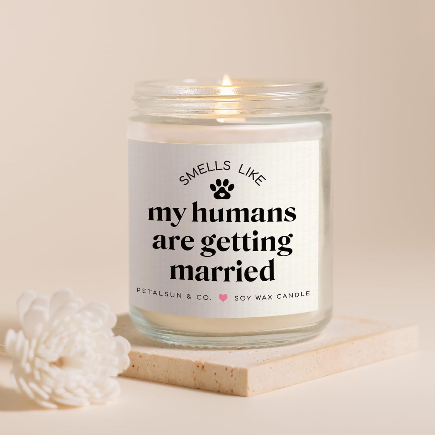 PETALSUN Funny Bridal Shower Gifts for Dog Lovers, My Humans are Getting Married, Lavender Scented Soy Wax Candle, Wedding & Bachelorette & Engagement Gift for Couples, Bride to Be(7oz)