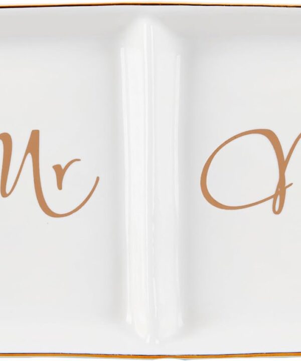 Mr. and Mrs. Ring Dish Engagement Gifts for Couples Wedding Ring Holder Jewelry Dish Tray, Bridal Shower Gifts for Women Newlywed Future Bride To be Gifts His and Hers Gifts