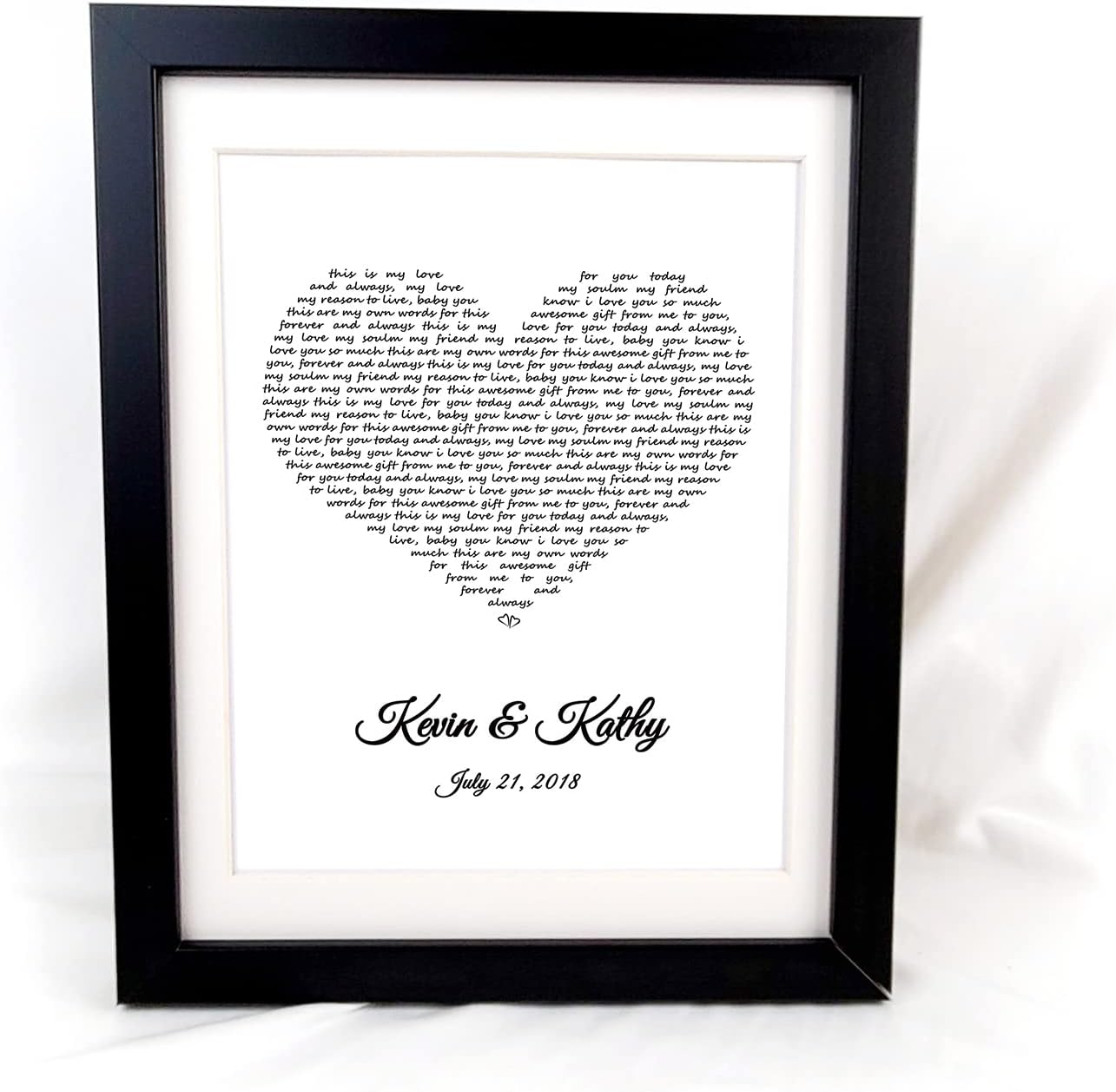 AlovelyDetail Personalized 1st Wedding Paper Anniversary Lyrics Art First Year For Him Or Anniverary Valentines Day Gift for Husband Wife Him Her