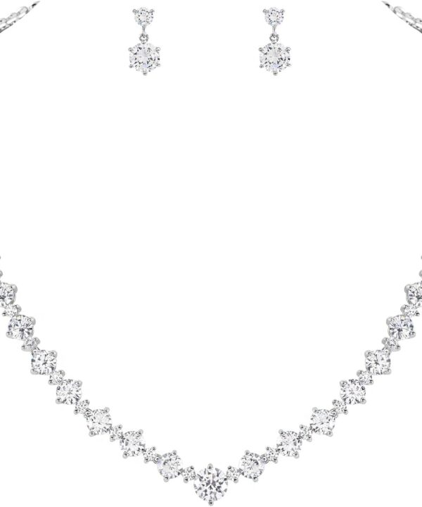 Lovejftty Women's Bridal Jewelry Set for Wedding Brides Bridesmaids, Elegant Prom Costume Necklace and Earring Jewelry Set for Women Evening Wear