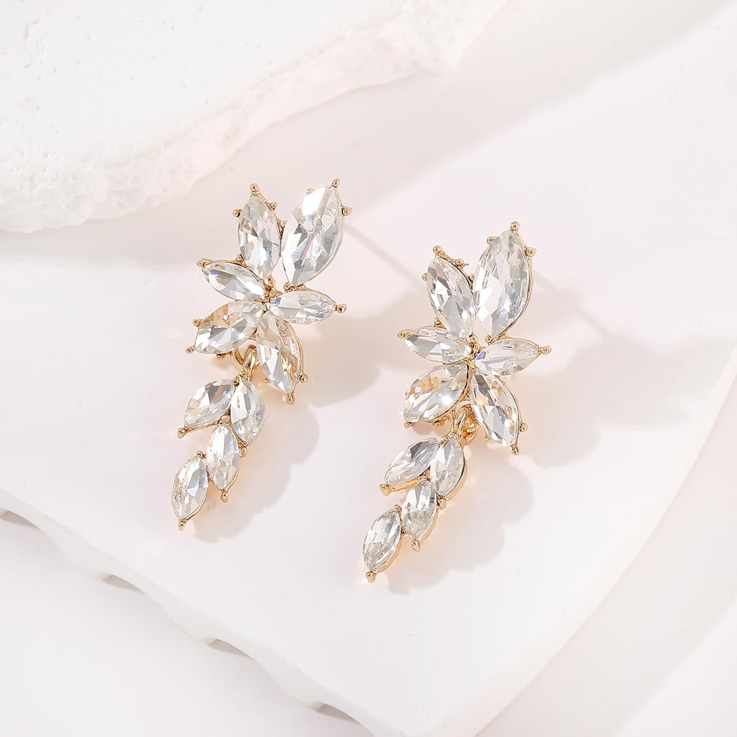 ATIMIGO Elegant Rhinestone Dangle Earrings Marquise Crystal Wedding Bridal Earrings for Brides Bridemaids Formal Prom Statement Drop Earrings for Women