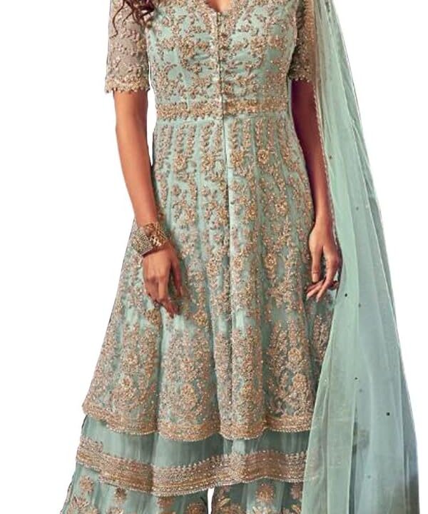 Wedding Party wear Embroidery Worked Ready to Wear Anarkali Sharara Palazzo Suit