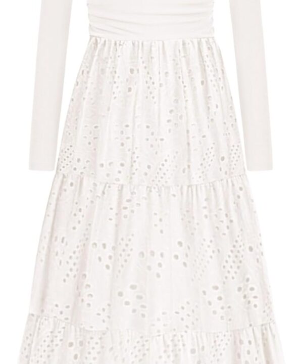 PRETTYGARDEN Long Sleeve Maxi Dress for Women 2026 Fall Eyelet A Line Elegant Classy Flowy Mock Neck Spring Vacation Dresses