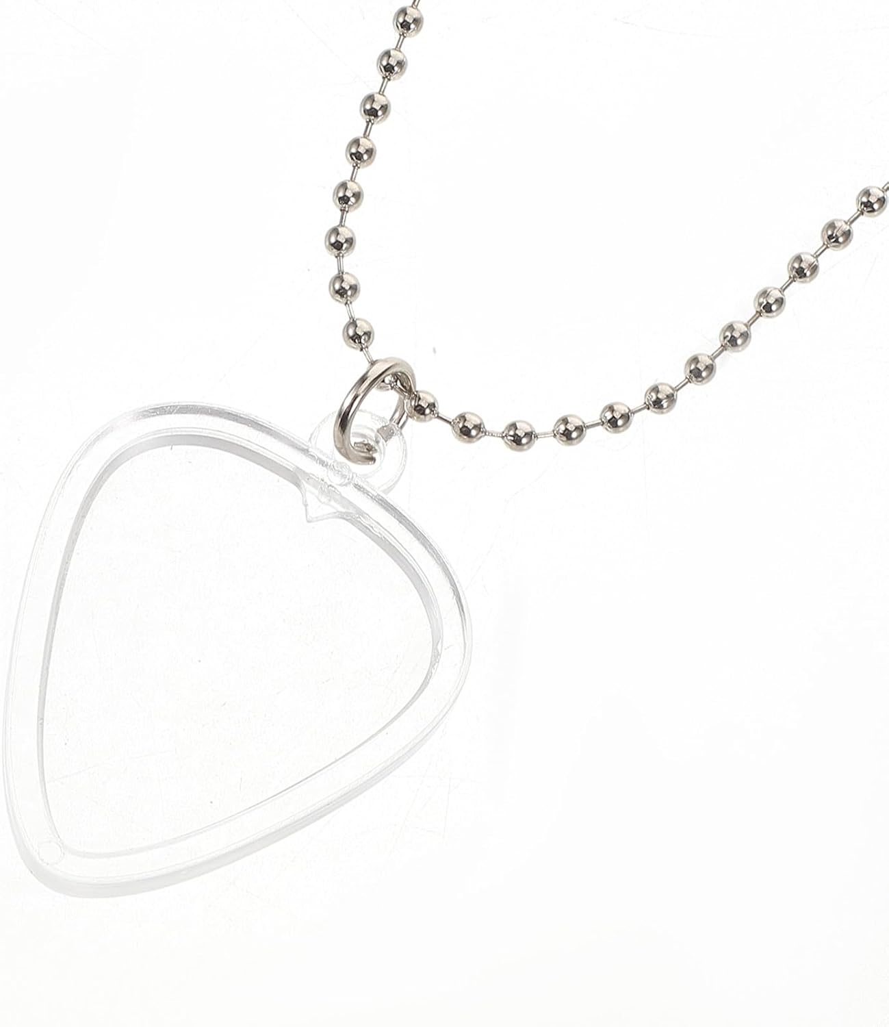 MUELODSIC Transparent Heart-shaped Guitar Pick Necklace with Holder Pendant for Bass Ukulele Players Guitar Plectrum Storage Display Box Stylish Long Necklace for Music Lovers and Guitarists