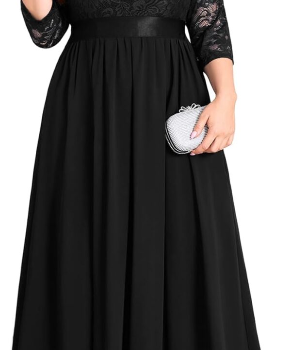 CYCLAMEN Plus Size Formal Lace Chiffon Dress Elegant 3/4 Sleeves Maxi Evening Gown Wedding Bridesmaid Party Dresses