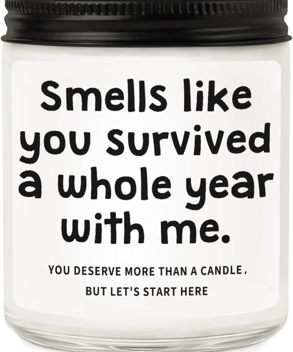 1 Year Anniversario Gift for Couple, First Anniversary Candle Gifts for Boyfriend, Girlfriend, Husband, Wife - Paper Wedding Anniversary Presents for Him, Her, Lavender Scented