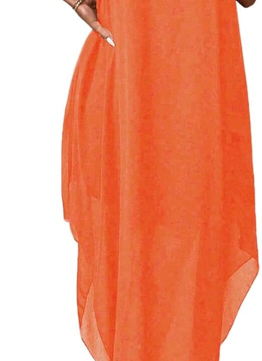 Verdusa Women's Formal Wedding Guest Dress Halter Flowy Sleeveless Asymmetrical Long Summer Dress