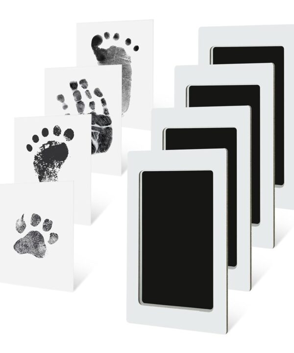PandaEar 4 Pack Inkless Baby Hand and Footprint Kit, Clean Touch Ink Pad Kit for Newborn and Pets, Dog Paw & Nose Print Kit