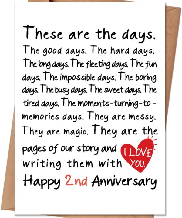 2 Year Anniversary Card Gifts for Him Her, 2nd Anniversary Card Gifts for Husband Wife, Cotton Anniversary Cards Ideas, Two Year Wedding Anniversar Cards Gift