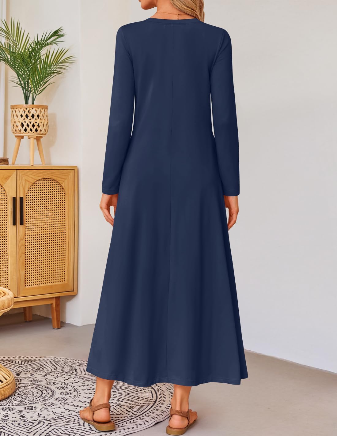 ZESICA Fall Long Sleeve Comfortable Loose Maxi Dresses for Women 2026 Elegant Classy Winter Wedding Guest Dress