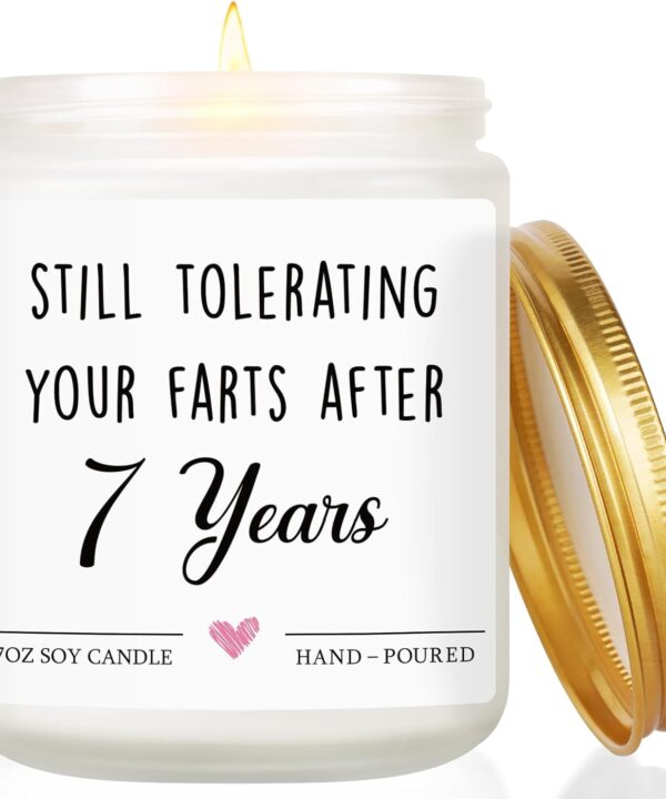 7 Year Copper Anniversary Candle Gifts for Him Her, 7th Wedding Anniversary Candle Gifts for Wife Husband, Girlfriend Boyfriend, Couple, Women Men, 7th Wedding Anniv. Copper Presents, Lavender Scented