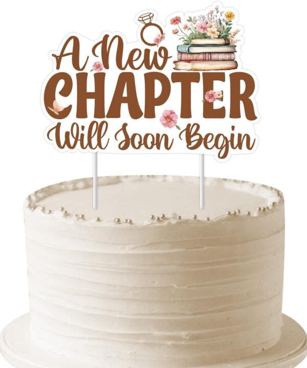 Storybook Theme Cake Topper A New Chapter Will Soon Begin Cake Decoration Storybook Bridal Shower Decorations for Girls Flower Storybook Book Themed Bridal Shower Baby Shower Birthday Party Supplies