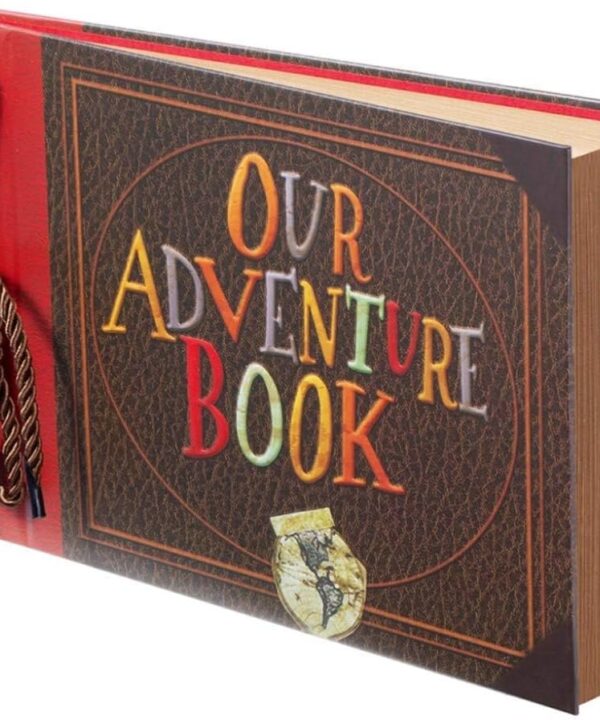 Scrapbook Photo Album,Our Adventure Book, Embossed Words Hard Cover Movie Up Travel Scrapbook for Anniversary, Wedding, Travelling, Baby Shower, etc (Adventure Book)