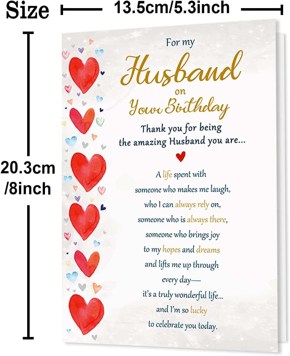 Beixian Funny Birthday Card Gifts for Husband from Wife, Happy Birthday Decorations for Men-8×5.3 Inches, Double-Sided