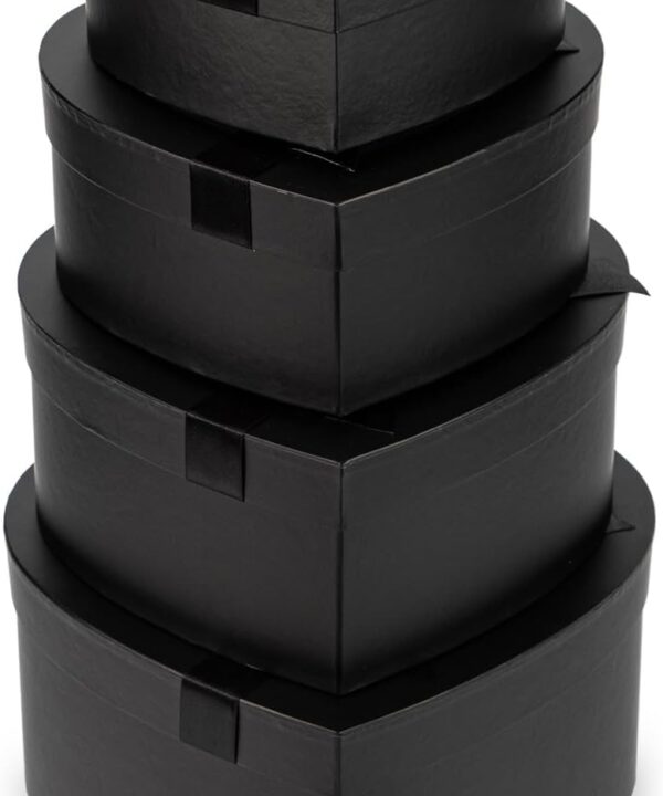 Black Heart Shaped Boxes for Flower Arrangements Heart Boxes for Flowers Set of 4 Nesting Gift Boxes with Clear Lids for Present, Valentine's Day, Mother's Day, Bridesmaid, Proposal, Wedding,