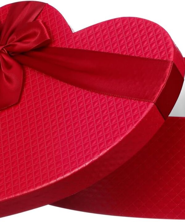 Empty Heart Shaped Box: Present Decorative Boxes with Lids - Gift for Mother's Day, Wedding, Bridal Shower, Anniversary, Birthday Party Goodie Boxes (9x7.8x3.5 in)