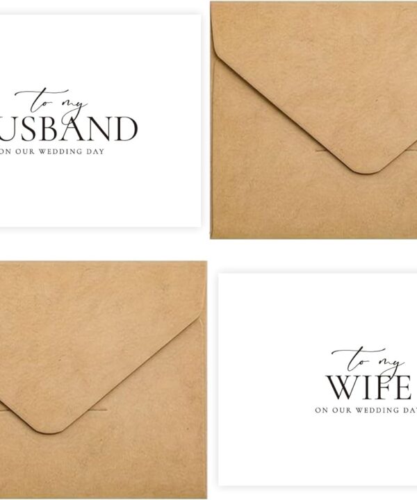 Set of 2 Wedding Cards, To My Husband/Wife on Our Wedding Day Card.