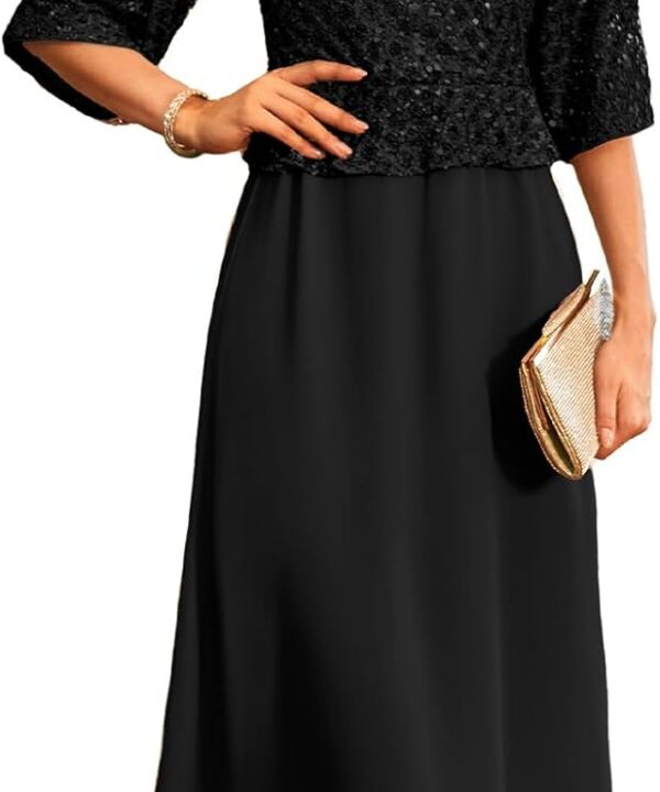 GRACE KARIN Mother of Bride Dresses 2025, 3/4 Sleeve Sequin Dress Maxi, Elegant Wedding Guest Dress Formal Cocktail
