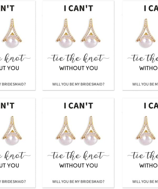 Bridesmaids Gifts I Cant Say I Do Without You Pearl Wedding Earrings Bridesmaid Gold Knot Stud Bridal Wedding Day Jewelry Proposal Gifts Sets of 2 4 6 8