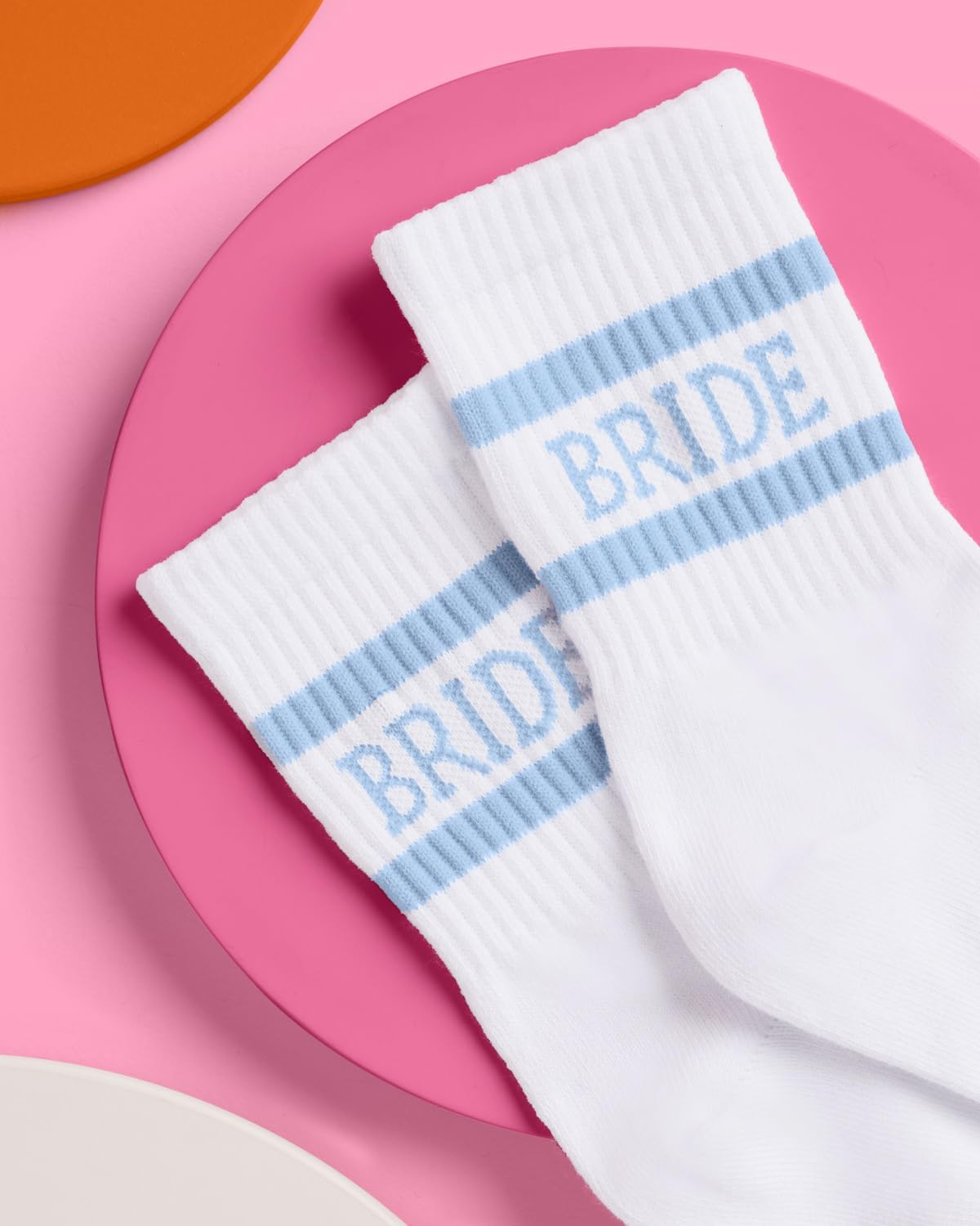 xo, Fetti Bride Socks, White + Blue | Bride To Be Something Blue Gift, Bachelorette Decorations, Wedding Day Slippers, Bridal Footwear Gift