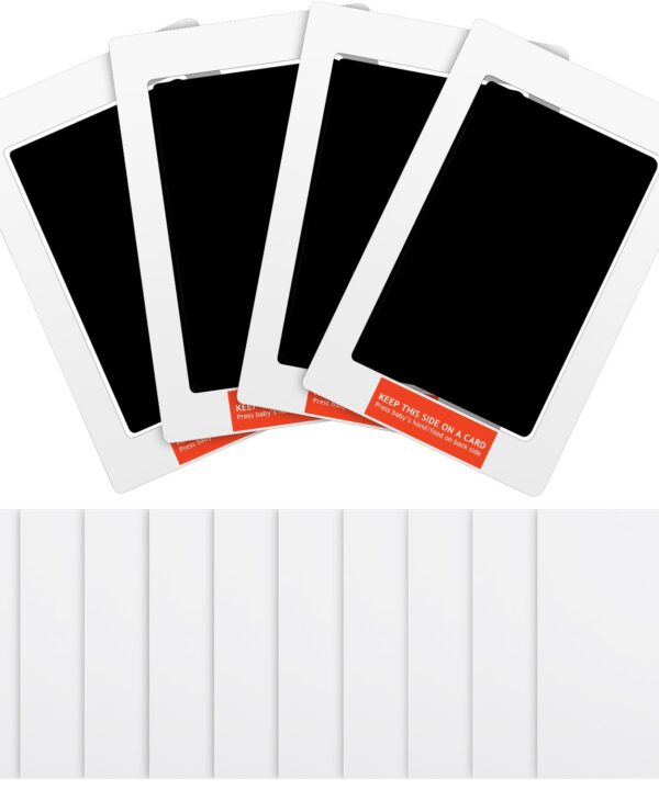 Outus 14 Pcs Paw Print Kit for Dogs No Mess Ink Pad Pet Memorial Newborn Footprint Impression Kit for Pets 4 Inkless Pads with 10 Blank Cards(3 x 5 Inch, Orange, Pink, Light Green, Light Blue)