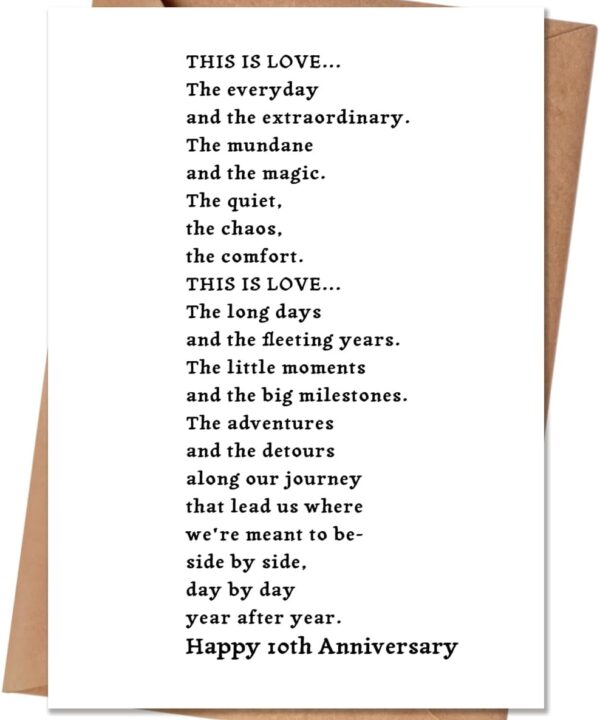 10 Year Anniversary Card & Gifts for Him Her, Happy 10th Wedding Anniversary Card & Gifts for Couple Husband Wife, Romantic Ten Year Anniversary Decorations