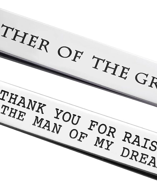 Father of the Bride and Groom Gifts - Wedding Tie Clips for Groomsmen From the Bride - Stainless Steel Tie Bars