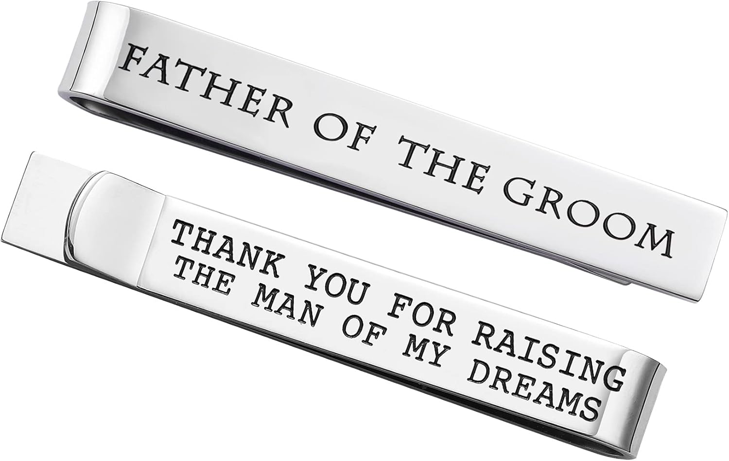 Father of the Bride and Groom Gifts - Wedding Tie Clips for Groomsmen From the Bride - Stainless Steel Tie Bars