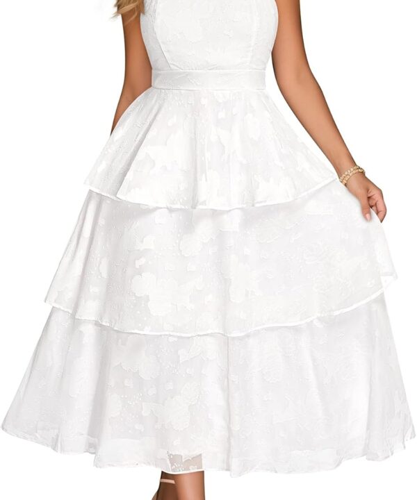 Plus Size Summer Dresses - Floral Beach Wedding Guest Semi Formal Tiered Flowy Long Sundress