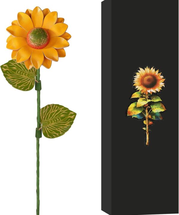 Rimvoe Genuine Leather Sunflower 3rd Year Anniversary Keepsake for Her Him, Leather Gifts for 3 Year Anniversary