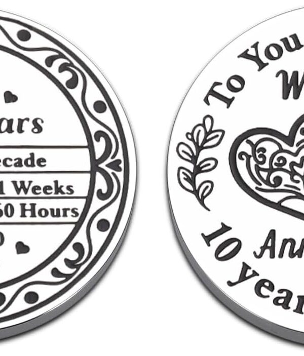 10 Year Anniversary Tin Gifts for Him Her, 10th Anniversary Wedding Gifts for Husband Wife Women Men Couple, Boo Basket Stuffer, I Love You Present for Birthday Christmas Valentine's Day