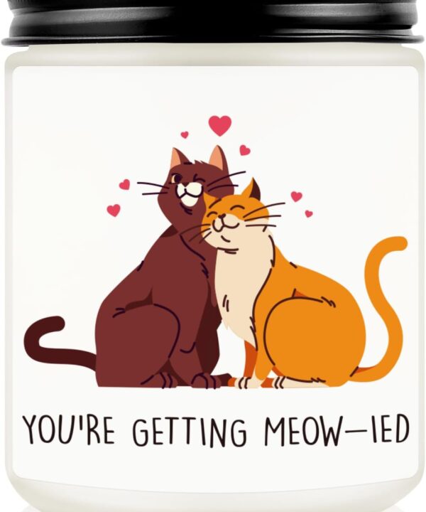 Funny Wedding Candle, Bridal Shower Gifts, Bride to Be Gifts, Bachelorette Gift for Bride, Engagement Gift for Couples, Bachelorette Party, Bridal Accessories, Just Married Present - Cat Theme Decor