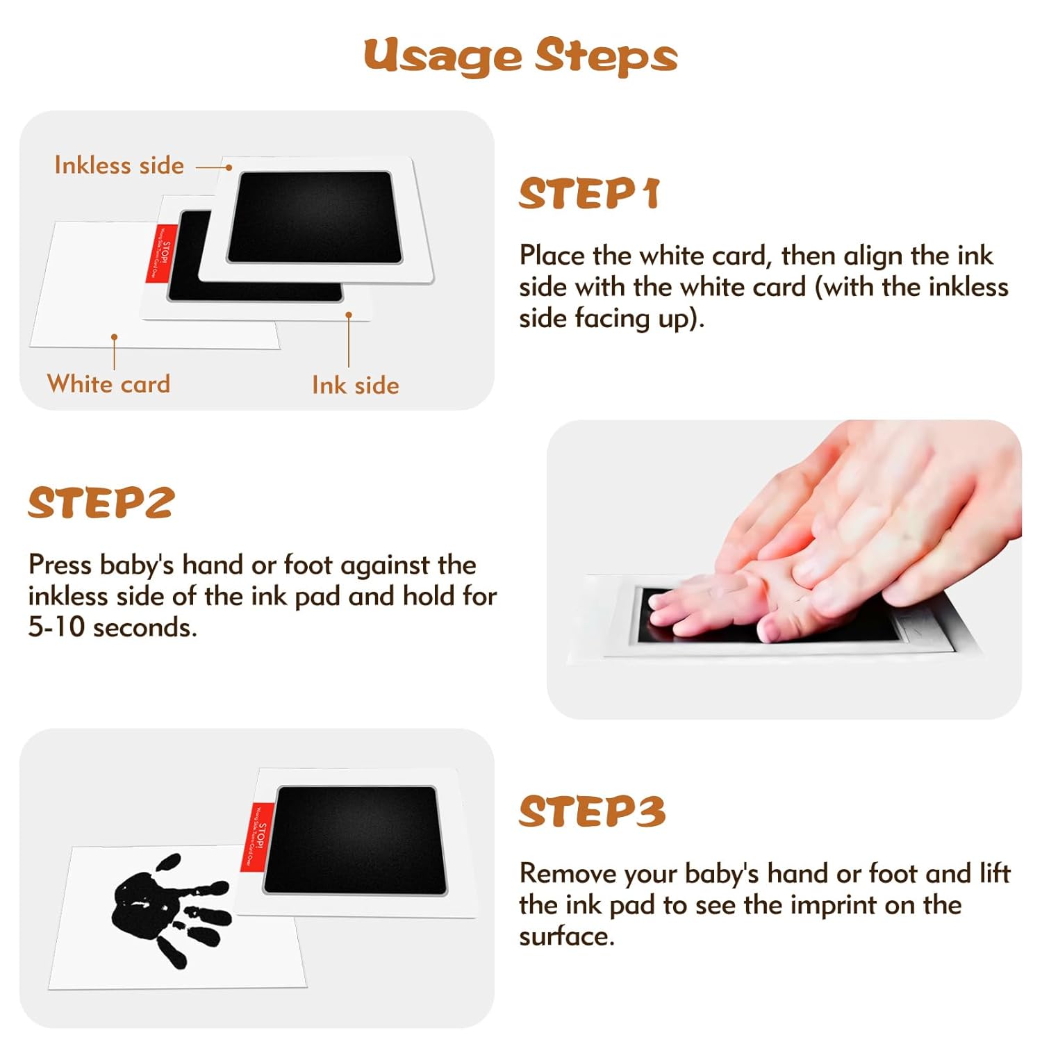 Baby Footprint Kit, 4-Pack Inkless Hand and Footprint Kit, Clean-Touch Baby Hand and Footprint Kit Dog Paw Print Kit Dog Nose Print Kit for Newborn and Pet, 4 Ink Pads and 8 Imprint Cards