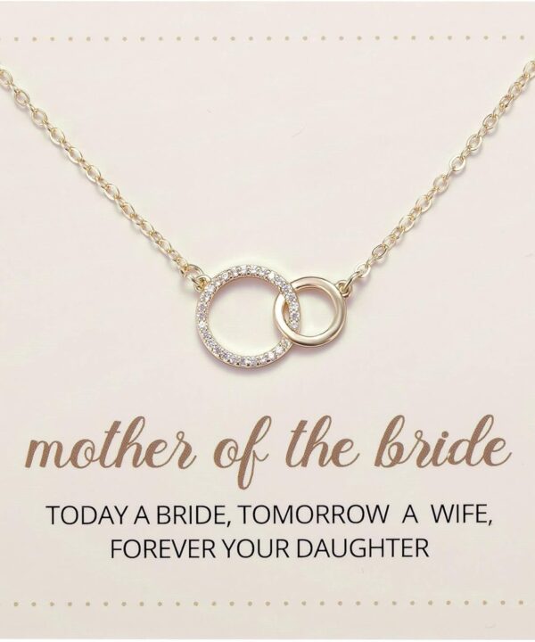 Kvekstio Wedding Day Mother of the Bride/Groom Gift, Minimalist Interlocking Circles Pendant Necklace Jewelry Gift for Mother