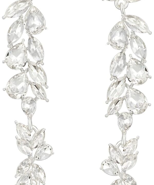 SWEETV Long Rhinestone Dangle Earrings for Women, Wedding Bridal Earrings for Brides, Crystal Chandelier Drop Earrings for Prom or Pageant