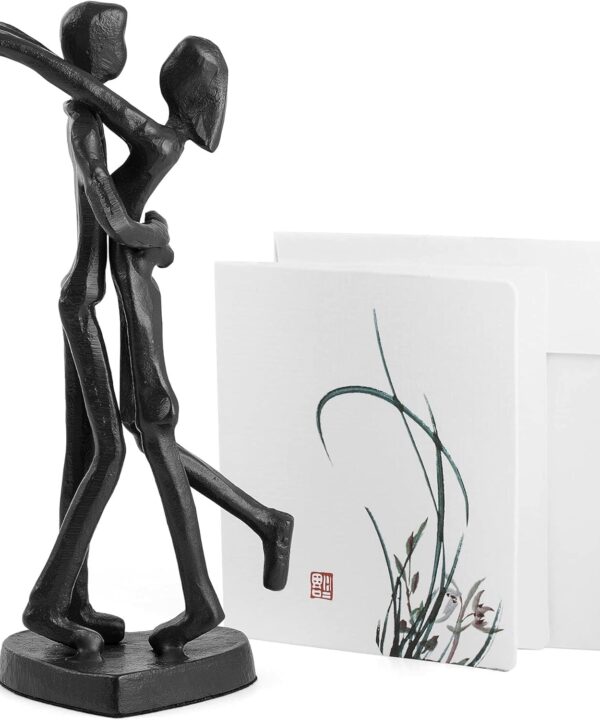 6th Anniversary Iron Sculpture Gift  Romantic Couple Statue for Her, Handcrafted Black Metal Decor  Wedding, Valentines, Birthday Keepsake  Includes Card