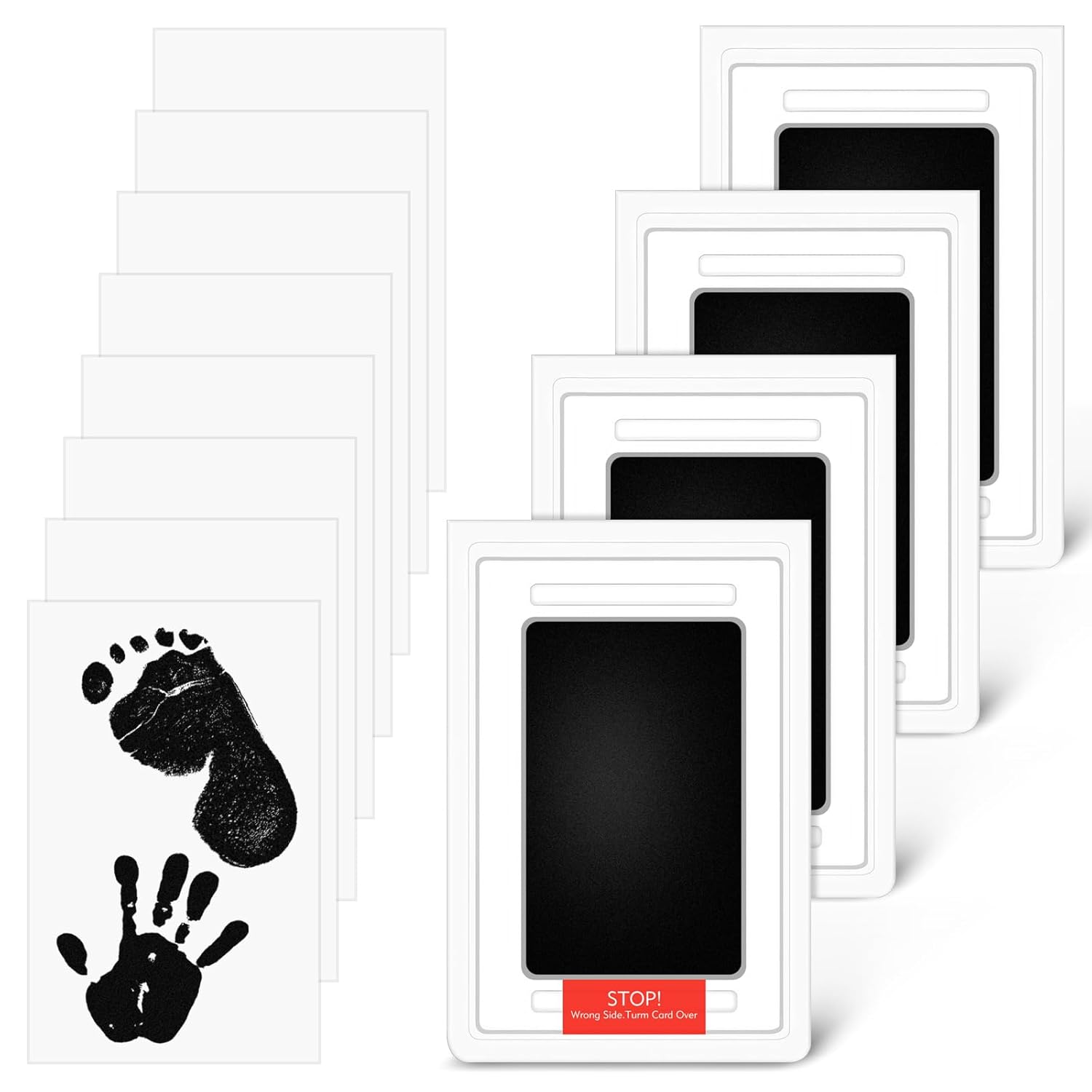 Baby Footprint Kit, 4-Pack Inkless Hand and Footprint Kit, Clean-Touch Baby Hand and Footprint Kit Dog Paw Print Kit Dog Nose Print Kit for Newborn and Pet, 4 Ink Pads and 8 Imprint Cards