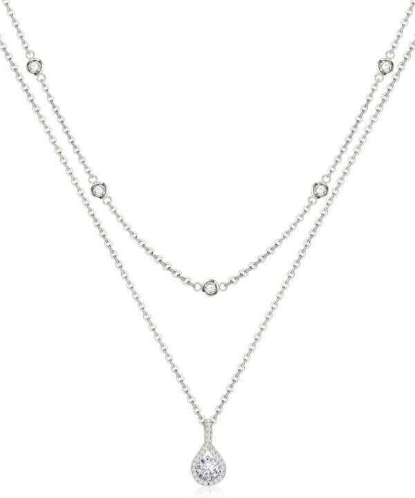 ACECHA Diamond Necklaces for Women-Dainty 18K Gold Silver Plated Choker CZ Layered Pendant with Pearl Diamond Zircon Cross Trendy Minimalist Necklace Jewelry Gifts For Women