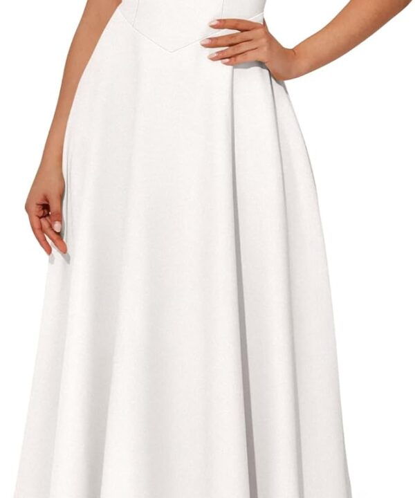 BTFBM Summer Dresses for Women 2026 Mock Neck Sleeveless High Waist Flowy A Line Maxi Cocktail Dress Wedding Guest