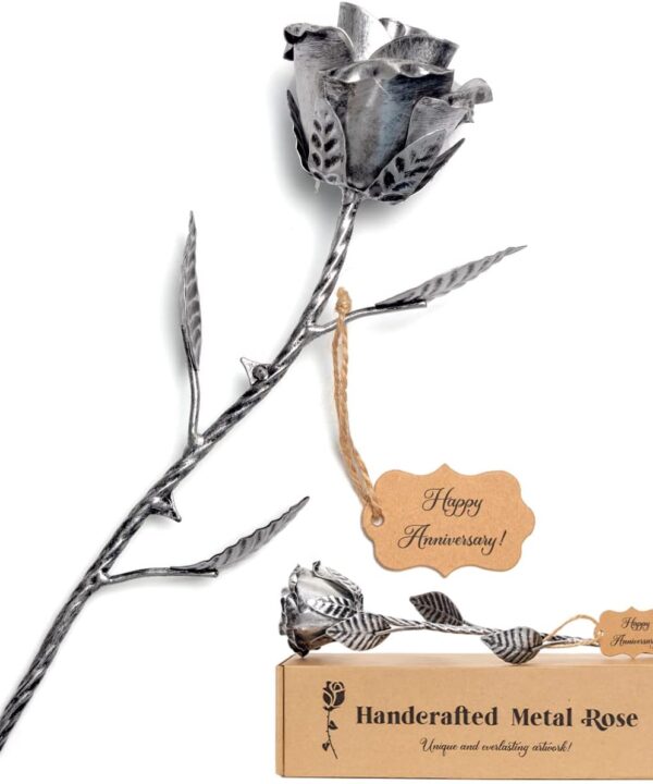 Iron Gifts for 6th Anniversary Metal Rose Iron 6 Year Wedding Anniversary for Her Him Gift 11 Year 11th Everlasting Rose Steel Flower Handcrafted Love Stained Artwork
