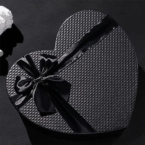Mobestech Black Heart Shaped Box with Lid 9.05X7.87X3.54 Inches for Flower Arrangements Valentine S Day Wedding Presents Packaging