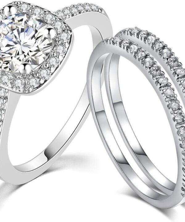 Three-in-One Bridal Wedding Engagement Anniversary Statement Eternity Ring Set