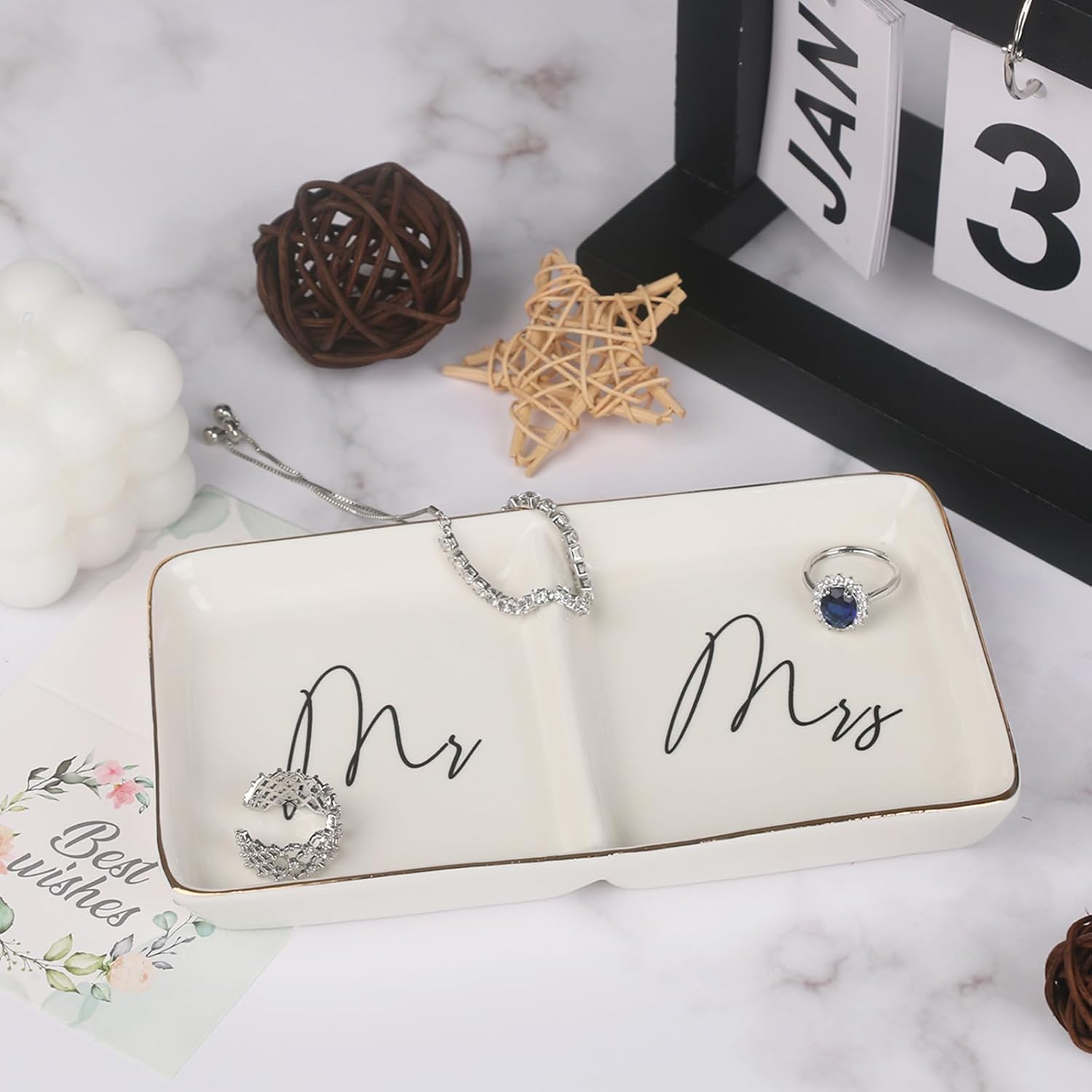 Engagement Ring Dish Future Mr and Mrs Gifts Ring Dish Wedding Ring Holder Jewelry Dish, Bridal Shower Gift for Bride to be Wedding Engagement Gifts for Her/Couples/Newlyweds Women