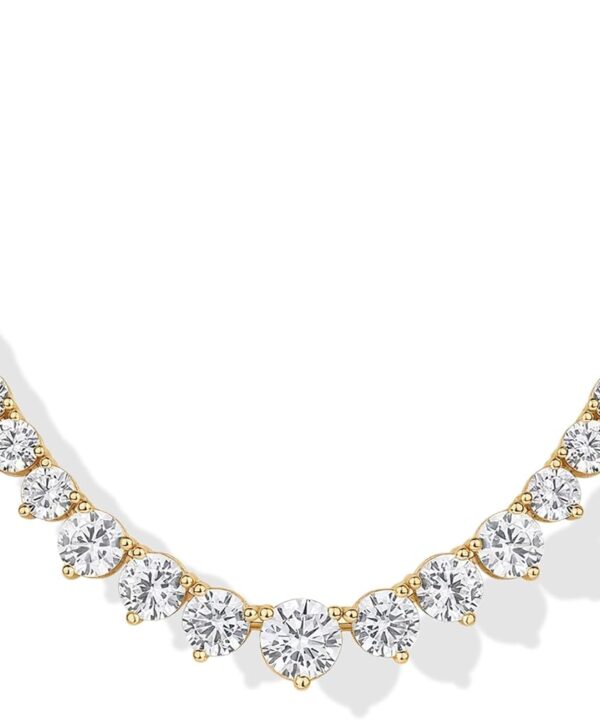 PAVOI 14K Gold Plated Graduated Tennis Necklaces for Women - Cubic Zirconia Tennis Necklace for Brides & Bridesmaids - Simulated Diamond Chain Trendy Wedding Jewelry