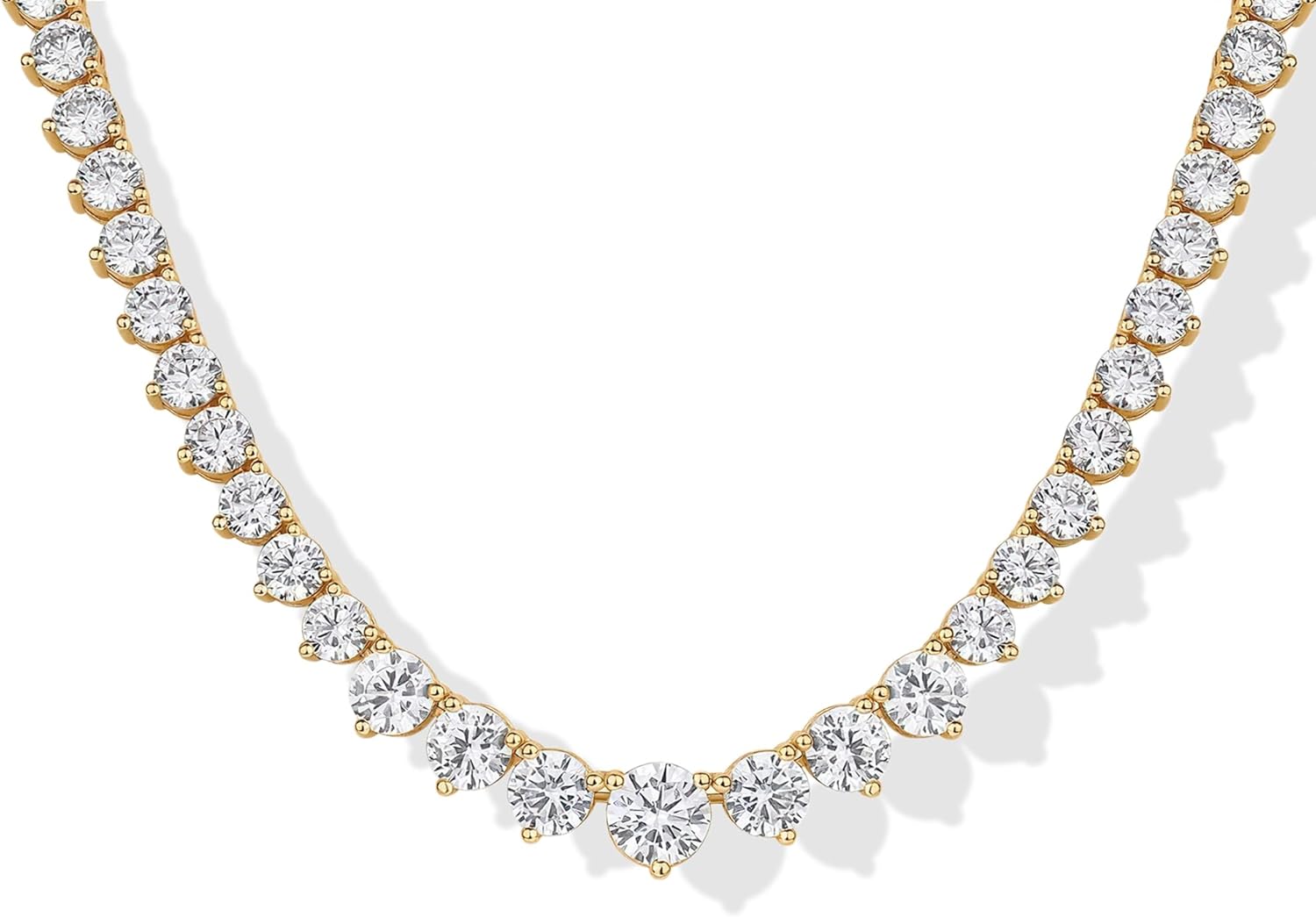 PAVOI 14K Gold Plated Graduated Tennis Necklaces for Women - Cubic Zirconia Tennis Necklace for Brides & Bridesmaids - Simulated Diamond Chain Trendy Wedding Jewelry