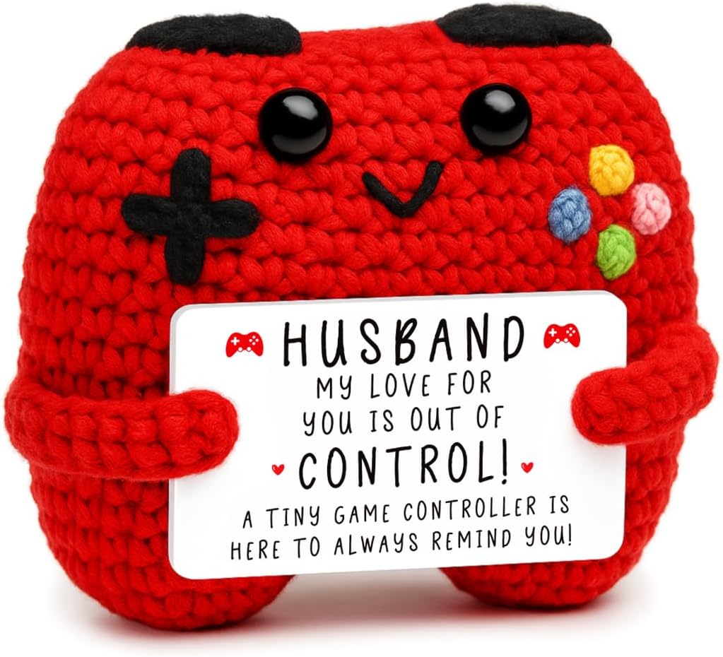 Busy Gaming Life Crochet Game Controller Husband Gift for Christmas Fathers Day Birthday, Best Husband Ever Gifts for Wedding Anniversary from Wife, Christmas Stocking Stuffers