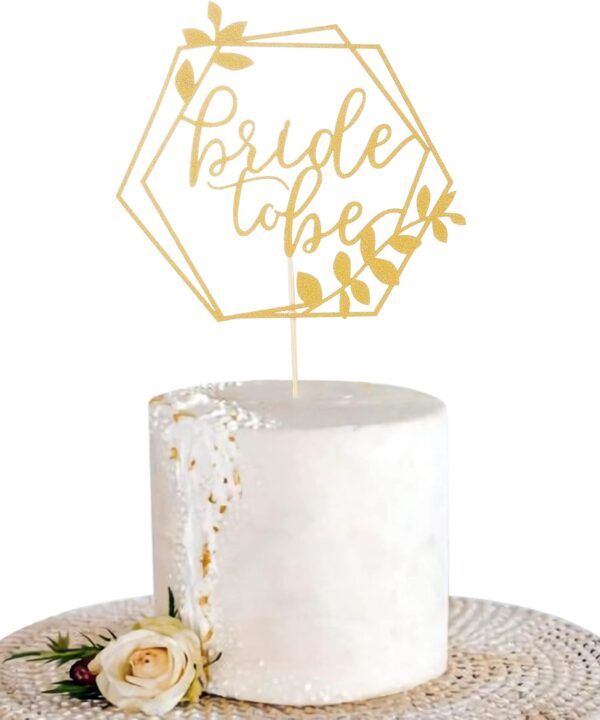 Bride to Be Cake Topper - Gold Wedding Cake Decoration Supplies, Bridal Shower Party Cake Decoration Gifts, Photo Booth Props