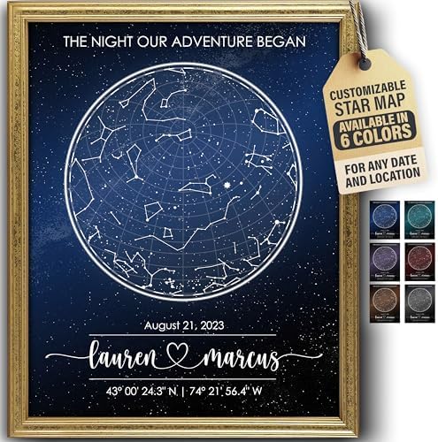 Custom Star Map – Fully Personalized (Your Details, Size, Color, Framing) | Romantic Gifts for Her | Gifts for Husband | Paper Anniversary Art Print | Great Gift for Special Ocassions (e.g. Wedding, Valentines Day, Birthday, etc)